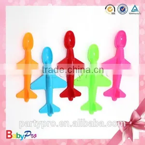 2015 New Product Colorful Airplane Shape Plastic Baby Spoon thumbnail-1