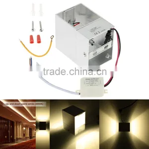 3W AC110-240V Up and Down Mini Square Light Wall Mounted Lamp Aluminum LED Indoor Lighting Decoration for Corridor Stair Party thumbnail-1