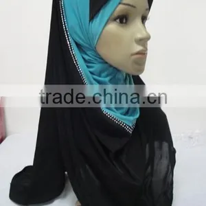 H287 New Style Two Tone Hoody Shawl,fashion Muslim Hijab thumbnail-5