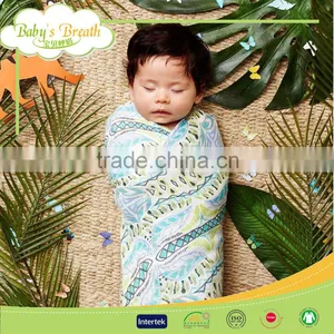 MS-24 Anti-bacterial Good Breathable Cheap Swaddle Blanket Printed Muslin Cotton Cloths Baby Towel thumbnail-1