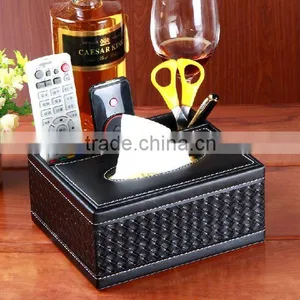 Multi Function Leather Storage bo Creative Desktop Paper Towel Storage bo European Remote Control Storage Seat Dining Room thumbnail-1