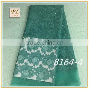 2015 New Design Top Sale Elegant Net Lace Fabric With Pearl for Wedding and Party thumbnail-1