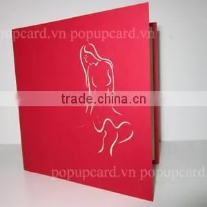 Viet Nam Girl and Lotus Flowers Greeting Pop up Card thumbnail-2
