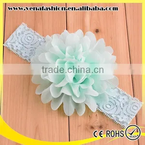 Lace Elastics Chiffon Flower Baby Hair Colorful Head Bands thumbnail-1