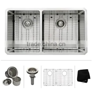 Interior Decoration With CUPC Certificate Handmade Double Bowl Kitchen Cabinets Stainless Steel Kitchen Sink --3318R thumbnail-2