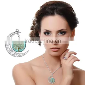 IN STOCK 2016 Silver Plated Color Women Glass Cabochon Pendant Necklace Wholesale thumbnail-6