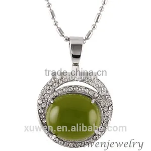 Cubic Zirconia Stainless Steel Couple Necklace With Peridot Quartz thumbnail-1