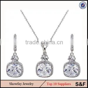 White Color Fashion Necklace With Earring Set For Wedding Zircon Jewelry Set thumbnail-1