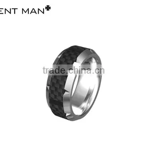 Fashion Jewelry 2016 for Man Titanium Wedding Band Ring Black Carbon Fiber Ring Wedding Rings thumbnail-2