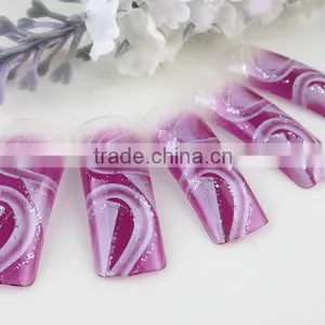 Violet Full Cover False Nail Elegant Airbrush Nail Tips thumbnail-1
