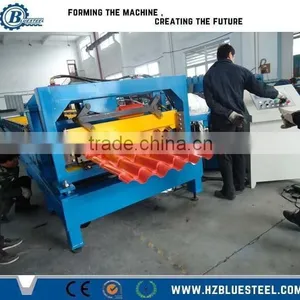 Automatic Metal Roof Tile Panel Roll Forming Machine / Aluminium Glazed Metcoppo Roof Tile Making Machine thumbnail-1