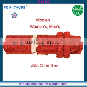 FS FLOWER - England Style Woolen Orange Color Watch Strap Leather Back Stitching 18mm, 20mm thumbnail-4