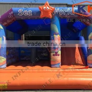 Child Games Sea World Bouncer , Ocean Theme Inflatable Bouncer Combo thumbnail-1