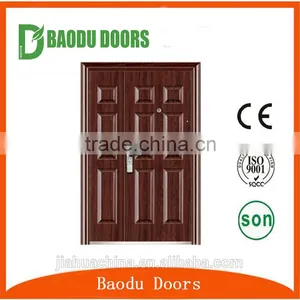 Baodu Brand Cheap Security Door Exterior Commercial Double Steel Doors thumbnail-1