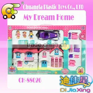 Kids Indoor Toys Happiness Villa Castle House With Furniture Dolls thumbnail-3