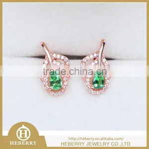 Sterling Silver Earrings With Green Crystal Jewelry thumbnail-4
