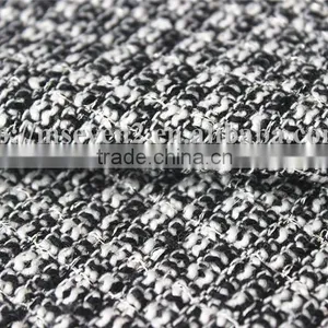 Wholesale Black/white Trendy Tweed Fabric, Fancy Thick Black White Plaid Fabric for Scarf thumbnail-4