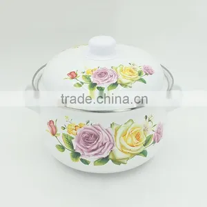 High Quality 16/18/20/22/24cm Straight Colorful Polka Dots Enamel Casserole With Glass Lid thumbnail-6