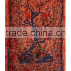 Tree of Life Tapestry Wall Hanging Twin Cotton Bedspread Bohemian Indian Tapestries Wholesale China Gift Decor Art thumbnail-2