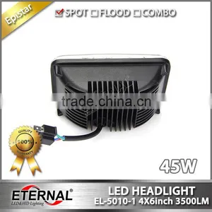 Universal 4x6in 45W High Power Sealed Dual Beam 4x4 Truck Trailer Vehicles High Power Driving Led Headlight Clear Headlamp thumbnail-5