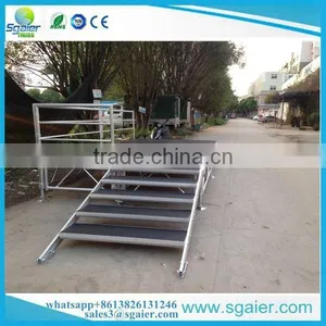 Low Cost Black Platform 4ft by 8ft Aluminum Portable Stage With Guardrail thumbnail-6