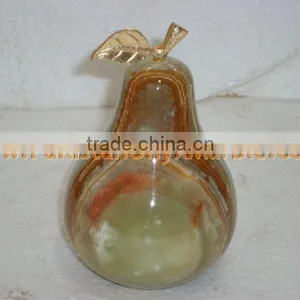 PAKISTAN SUPPLIER Natural Color KITCHEN AND DINING DECORATION ONYX PEAR WITH BRASS LEAF HANDICRAFTS thumbnail-6