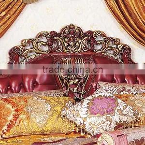 Antique Classic Red Color Solid Wood Wedding King Size Bed, Wedding Bedroom Furniture(MOQ=1 SET) thumbnail-3