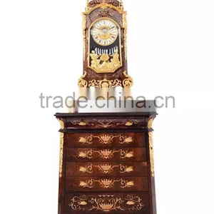 Home Decorative Wooden Floor Standing Big Ben With Bronze Eagle on Top , Luxury Brass Inlaid Antique Floor Clock thumbnail-5