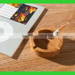 Custom Round Bamboo Ashtray Bamboo Ashtray thumbnail-1