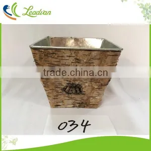 Decorative Indoor Original Tin Flower Pots With Bark Holder for Decor thumbnail-4