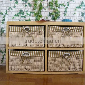 European Style Woven Baskets Cabinets Wooden Home Decorative Furniture thumbnail-4