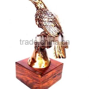 BRONZE FINISH EAGLE STATUE ON WOOD BASE FOR HOME DECORATION thumbnail-1