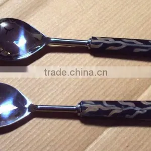 Buffalo Horn Handle Salad Serving Set of 2 thumbnail-1