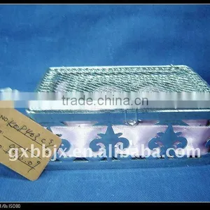 Silver Rectangle Wire Decorative With Purple Coloured Ribbon Storage Chinese New Year Gift thumbnail-1