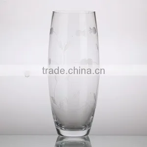 Tall Cube Glass Vase With Decorative Flowers thumbnail-4