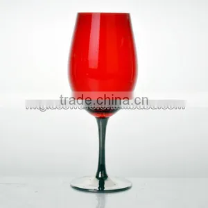 Color Red Wine Glass With Silver Stem and Base thumbnail-2