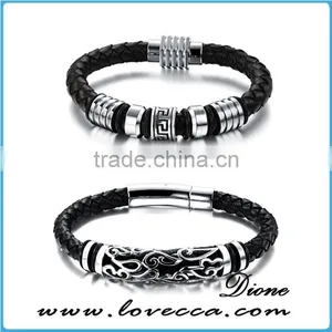 Leather Jewelry Wholesale Mens Black Wrap Leather Bracelet thumbnail-3