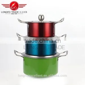 2016 3pcs Stainless Steel Color Steel Handle High Pot Set thumbnail-1
