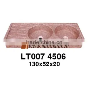 Vietnam Ceramic Rectangle Double Pink Terrazzo Sink thumbnail-1