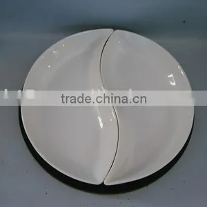 Set of 2 Leaf Shape White Ceramic Snack Plate Set,snack Tray thumbnail-1