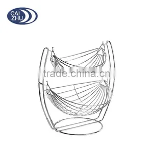2 Tier Chrome Swinging Fruits Vegetable Bowl Basket Rack Storage Stand Holder thumbnail-2