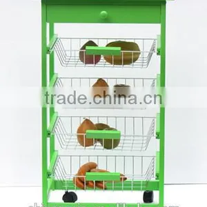 USA /EU FASHIONAL Wooden Kitchen Trolley With FOUR Metal Wire Brackets/ceramic Tile on Top With Drawer thumbnail-1