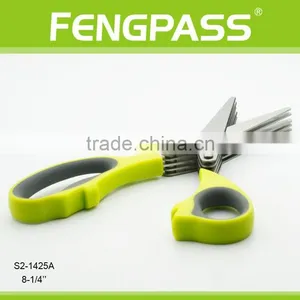 S2-1425A 8-1/2'' Best Seller Soft Rubber Handle With Stainless Steel 5 Blades Herb Scissors thumbnail-4