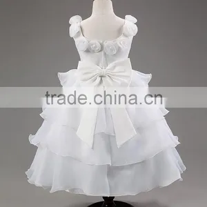 Retail Girl Lace Dress Ruffle Layers Little Girl Princess Party Dress Rose Collar Baby Girls Gauze Evening Dresses Christening thumbnail-3