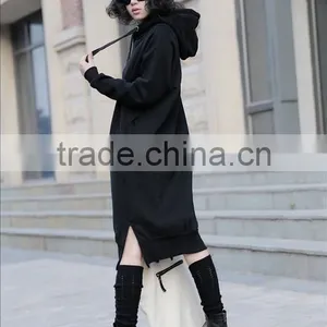Ladies Plain Color Simple Trendy Korean Style Long Sleeve Casual Autumn Hoody Dress thumbnail-6