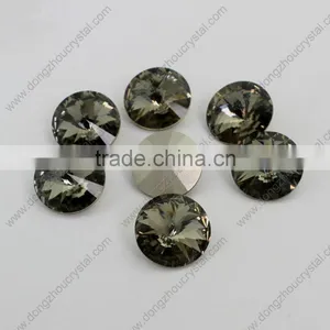 Round Shaped Black Diamond Crystal Point Back Fancy Rhinestone With Claw Setting thumbnail-1