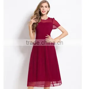 Young Lady Summer Europe Fashion Jacquard Pleated Dress thumbnail-1