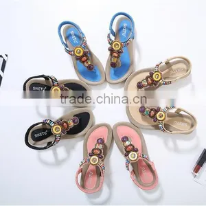 HFR-T0023 Beaded Fashion Flat Summer Sandals 2017 for Women Cheap Wholesale Sandals thumbnail-6