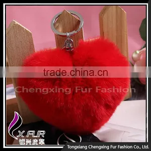 CX-R-46 Shape Of Love Heart Key Chain Rex Rabbit Fur Custom Keychain thumbnail-2