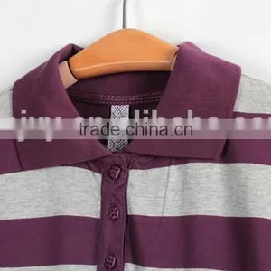Cheapsale Sexy Fashion Ladies Tight Solid Stripe 100% Cotton Short Sleeve Polo Neck Casual Dress thumbnail-2